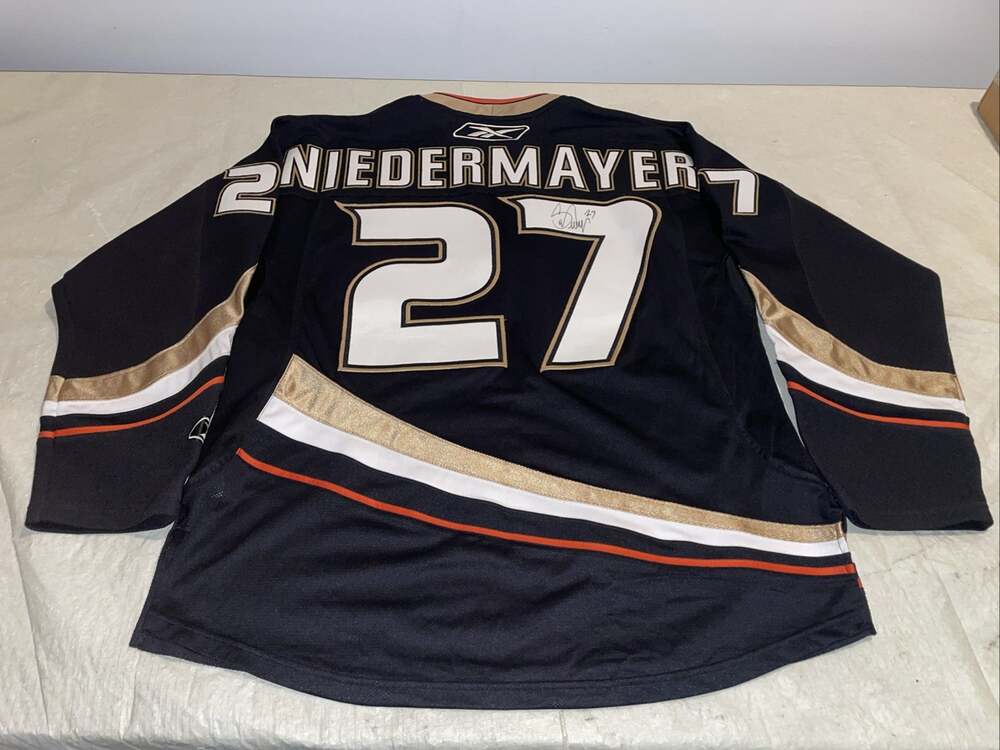Scott Niedermayer Anaheim Ducks NHL Reebok Jersey Mens Large Auto Black Sewn Nhl
